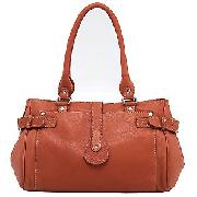 John Lewis Leather Shoulder Bag, Pumpkin