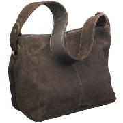 John Lewis Suede Shoulder Bag, Chocolate