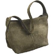 John Lewis Suede Shoulder Bag, Khaki