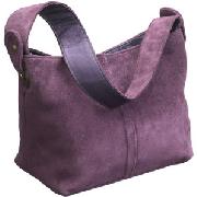 John Lewis Suede Shoulder Bag, Plum