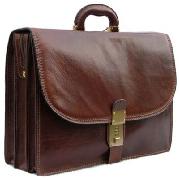 Pellevera Leather Briefcase with Combination Lock