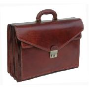 Pellevera Leather Briefcase with V-Closure