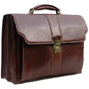 Pellevera Leather Double Gusset Briefcase (Large)