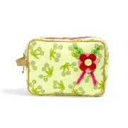 Pink Lining Petal Wash Bag In Green Daisy