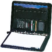 Falcon A4 Zipped Folio, 4 Ring Binder Conference Folder with Calculator