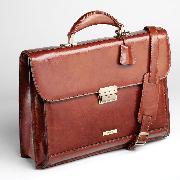 Enzo Rossi Florence Leather Gusset Flap Over Briefcase In Italian Florence Leather