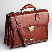 Enzo Rossi Florence Leather Two Gusset Flap Over Briefcase In Italian Florence Leather