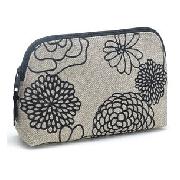 Canvas Floral Print Cosmetics Bag