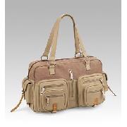 Double Handle Zip Pocket Front Canvas Bag