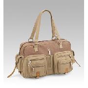 Double Handle Zip Pocket Front Canvas Bag