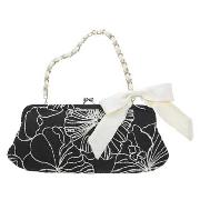 Debut - Black and White Flower Embroidered Clutch Bag