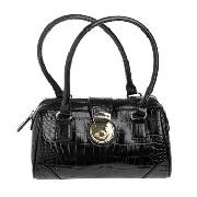 Liz Claiborne - Black Moc Croc Small Bowling Bag