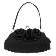 Debut - Black Three Rosette Clutch Bag