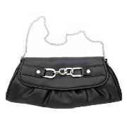 Red Herring - Black with Silver Coloured Link Shoulder Bag