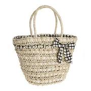 Rocha.John Rocha - Brown and Cream Check Bow Basket Tote