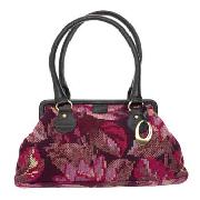 Rocha.John Rocha - Chocolate and Pink Tapestry Frame Bag