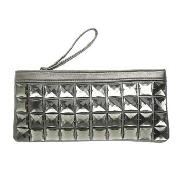 Red Herring - Dark Grey Metallic Large Gem Clutch Bag