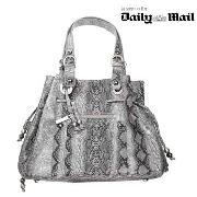 John by John Richmond - Grey Snake Effect Drawstring Shoulder Bag