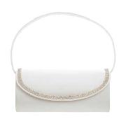 Debut - Ivory Clutch Bag with Diamante Trim Flap