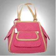 J by Jasper Conran - Pink and Tan Chevron Quilted Tote Bag