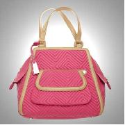 J by Jasper Conran - Pink and Tan Chevron Quilted Tote Bag