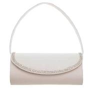 Debut - Taupe Diamante Flap Clutch Bag