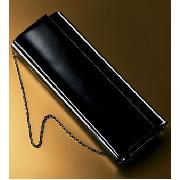 Next - Black Patent Flap Underarm Bag