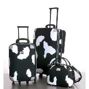 Next - Cow Print Set of Two Trolley Cases with Vanity Set
